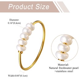 OIDEA Women's Ring Made of Stainless Steel with Pearls: Pearl Ring Gold Rings with White Freshwater Pearls Engagement Ring Wedding Ring Women's Ring Gift for Women, Stainless Steel