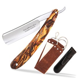 Navaja de afeitar retro para hombre con mango acrílico, para barbería, lista para afeitarse, sin raspador estabilizador