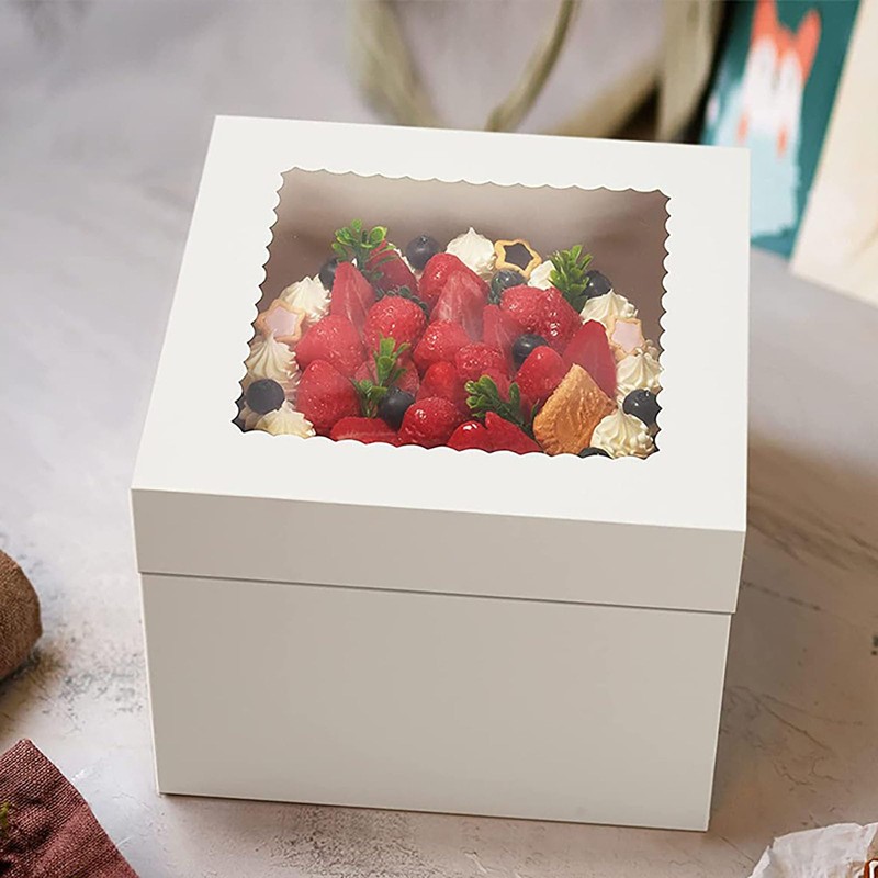 YYaaloa 8x8x8 Cake Boxes 20pcs 8 Inch with Window Clear