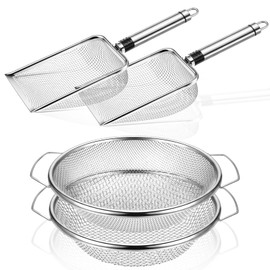 Gisafai 4 Pcs Soil Sifter for Gardening, Sand Sifter for Beach with Handle for 5 Gallon Bucket, Stainless Steel Soil Sifters for Rocks 3mm 5mm 6mm Compost Sifting Tools Set Mesh Gravel Sawdust