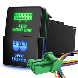 Nilight Nilight LED Light Bar & Sport Lights Dual Push Button Switch 12V ON Off Switches with Connector Wire Kit 1.28" x 0.87" Replacement for Toyota Sequoia Highlander Tacoma Tundra 4Runner RAVR Yaris
