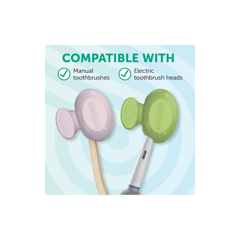 Protector de cepillo de dientes Steripod Clip-On azul, verde, rojo,