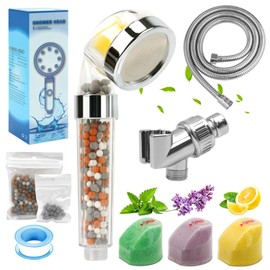 Cabezal de Regadera de Filtro con Soporte, Con Filtro De Vitamina C, Purificador de Alta Presión, Cabezales De Ducha Filtrados Con Cuentas De Filtro, Cabezal de Regadera Cambiable