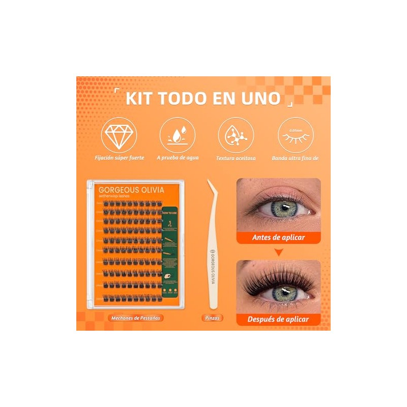 100 Piezas Set de Pinzas Para Pestañas Postizas Autoadhesivas,Las Pestañas