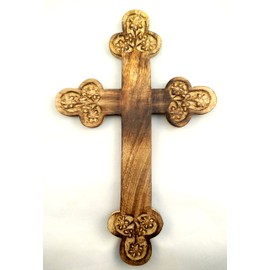 Iconsgr Handmade Christian Greek Orthodox Wood Carved Cross / 1a