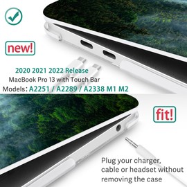 May Chen Compatible with MacBook Pro 13 inch Case 2022 2021 2020 Release Models A2338 M2 M1 A2251 A2289, Plastic Hard Shell Case for MacBook Pro 13 inch with Touch Bar Fits Touch ID, Forest