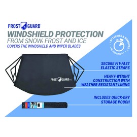 FrostGuard Pro - Premium Winter Windshield Cover for Snow, Frost and Ice – cold weather protection for your vehicle, Standard - Black