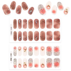 Topforce Nail Seal, Gel Nail, Just Stick, Nail Seal, No Hardening, Nail Stickers, Long Lasting, Gel Nail Seal, Popular Design, Easy Off (Set of 16 Stickers, 2 in 1 Set)