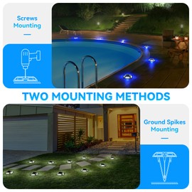 AGPTEK Solar Driveway Lights 12 Pack, 2 Colors in 1 Outdoor Solar Deck Dock Marine Waterproof LED Driveway Marker Security Lights for Outside Pathway,Boat Dock,Step,Walkway,Path,Garden (Blue & White)