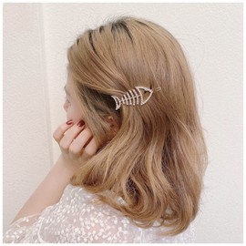 Inateannal Vintage Crystal Fishbone Hair Clips Pin Gold Rhinestone Hair Clip Cz Side Clip Barrette Sparkling Crystal Hair Clip Barrette Hair Accessories for Women and Girls Gifts