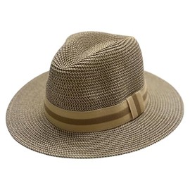 Nicky Adams Panama Sun Hats for Women UK - Lightweight Straw Mens Sun Hat Wide Brim Fedora with Contrast Band - Ideal Unisex Summer Hat with UV Protection for Beach, Holidays, Festivals (Beige, L/XL)