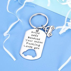 Funny New Driver Gifts Young Adult Gifts 16th 18th Birthday Gifts for Boys Drive Safe Keychain for Him Son Daughter from Mom Dad Gift Baskets for Women Adult Son Daughter College Gift Ideas Christmas