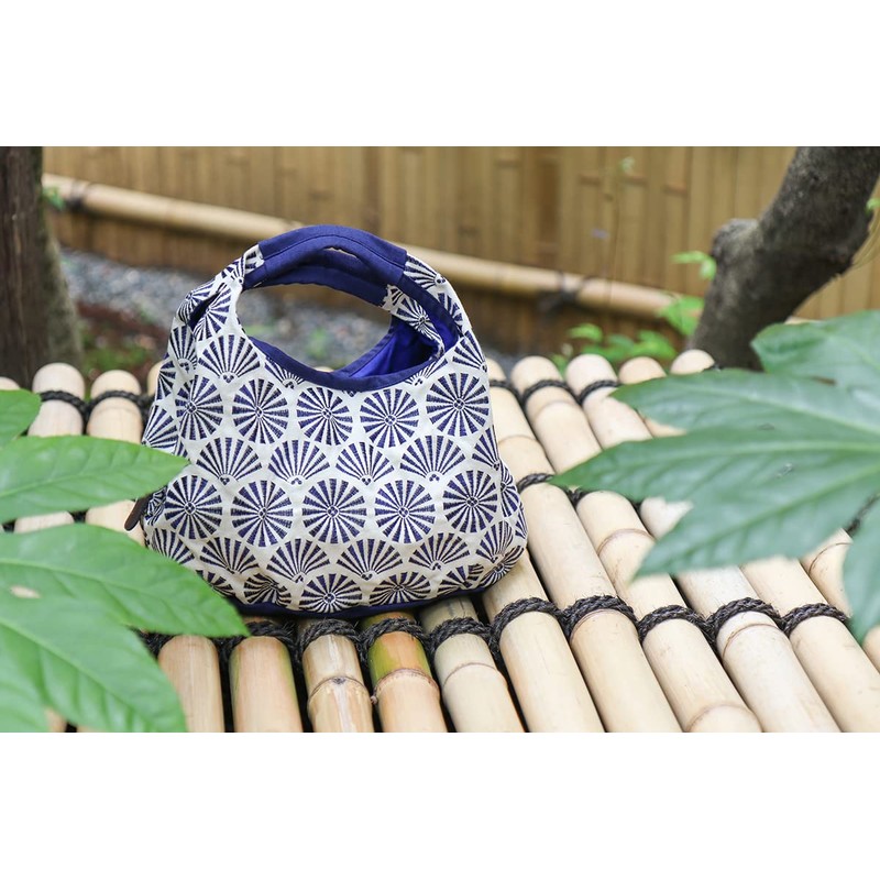 Styleneo Women's Round Tote Bag, 30×20cm, Handbag, Traditional Japanese Bag,