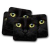 4 Set - Black Cat Drinks Coaster - Spooky Kitten