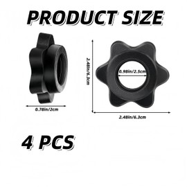 25mm Barbell Bar Hexagon Nuts, Dumbbell Clips Spinlock, Barbell Bar Clip Spin-Lock Screw Clamp,Anti-Slip Hexagon Nuts Screw Collar Clamps,for Weight Dumbbell Lifting Fitness Trainin (Black, 4PCS)