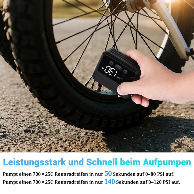 Gaethra Mini Digital Bicycle Pump, 130 PSI, 10 x 8