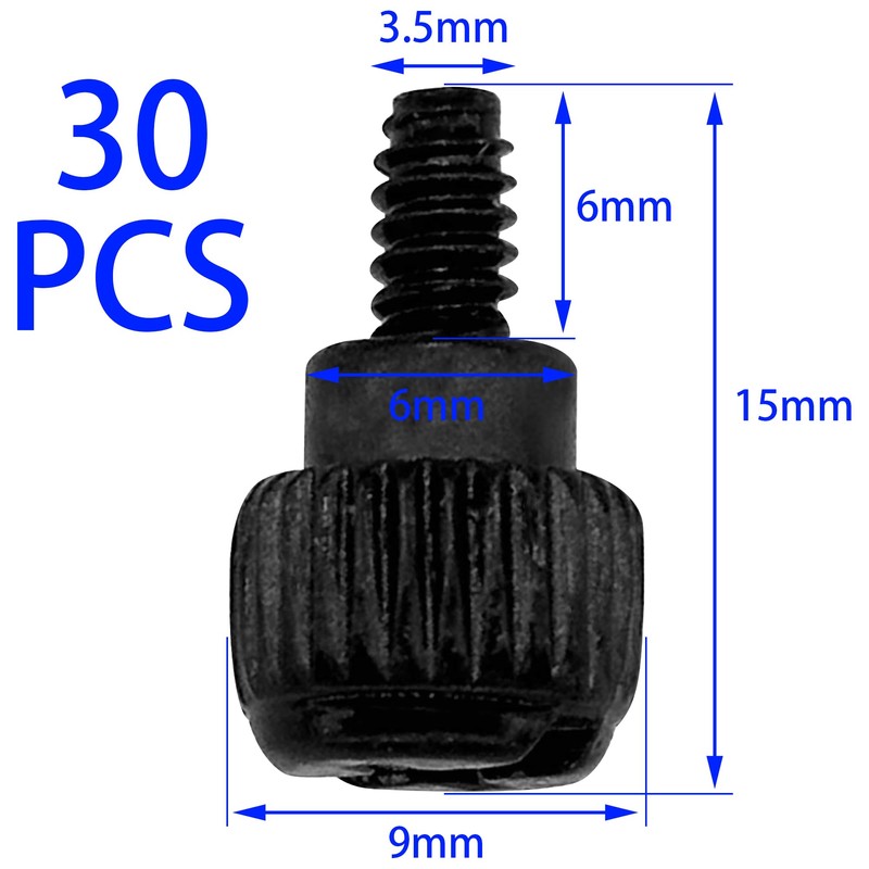 30 PCS PC Case Screws,Computer Case Thumbscrews for Fastening (Black)