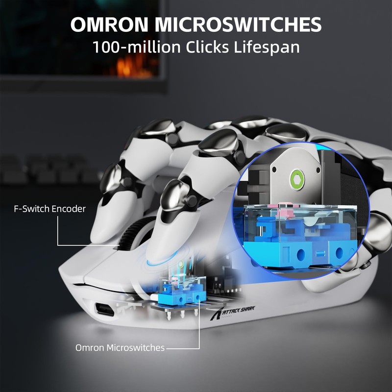 ATTACK SHARK G3PRO Wireless Gaming Mouse with RGB Charging Dock,2.4G/USB-C