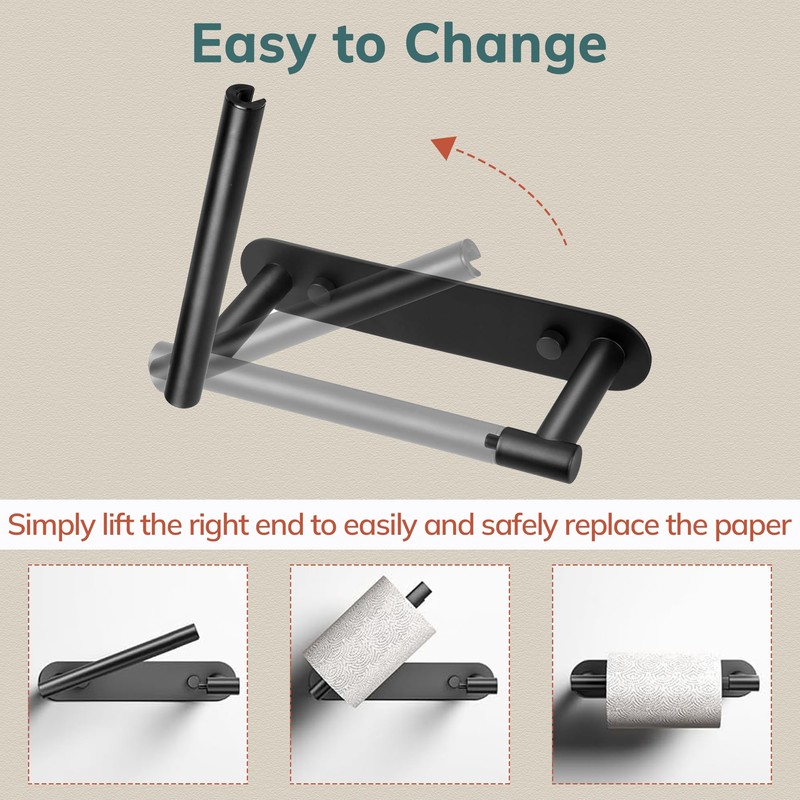 Oudesi Black Toilet Paper Holder Wall Mount for Bathroom, Self