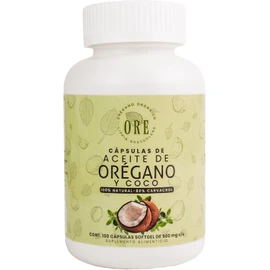 ORE Aceite de Orégano y Coco, 100 Cápsulas Softgel, 500 mg, Suplemento Natural
