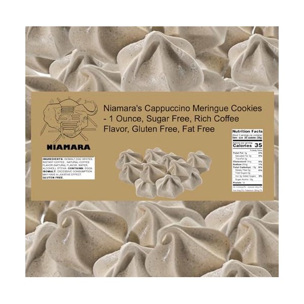 Niamara's Cappuccino Meringue Cookies Sugar Free, 1 Ounce - Bold