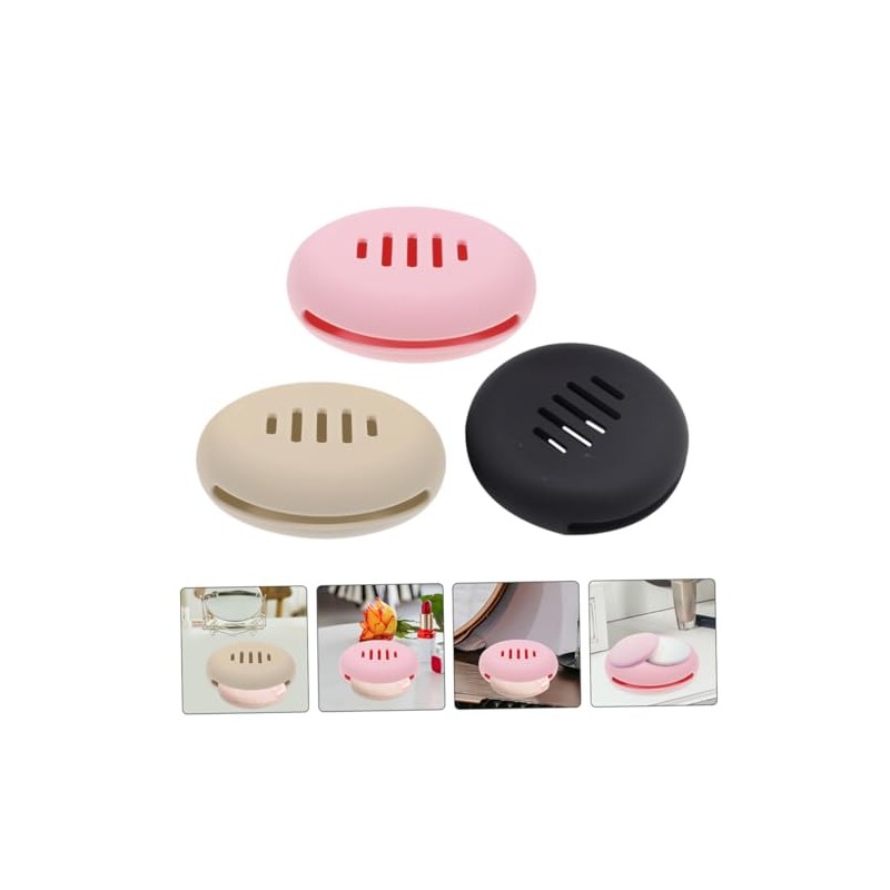 Baluue 3piezas Soporte Para Esponja De Maquillaje De Silicona Estuche