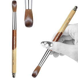 PCAORLEORS Kolinsky Acrylic Nail Brush with 100% Pure Mink Marten Hair and Wooden Round Gel Brush for Applying Acrylic Size 8,10,12,14,16,18(#12)