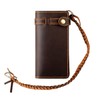 shuainiu Men's genuine leather folding chain wallet, retro wallet (Coffee)