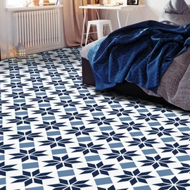Retro Self Adhesive 12-Inch Vinyl Floor Tiles, 20 Tiles - 12" x 12", Starlight Pattern - Peel & Stick, DIY Flooring for Kitchen, Dining Room, Bedrooms & Bathrooms by Achim Home Decor, Blue/Grey