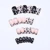 24Pcs Cow Press on Nails Short Square French Tip Fake