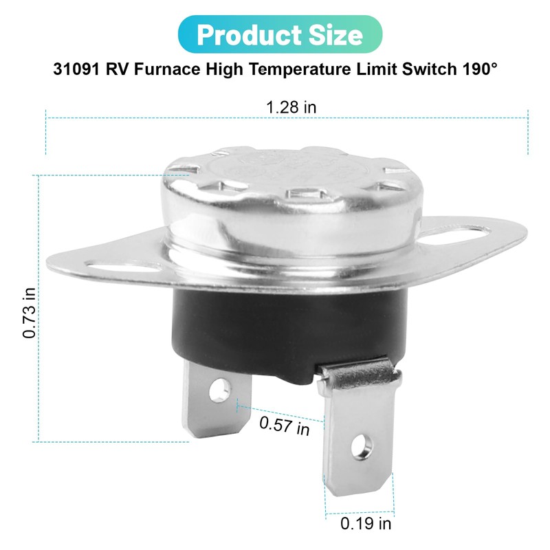 31091 High Temperature Limit Switch for RV Furnace Heater, 190℉