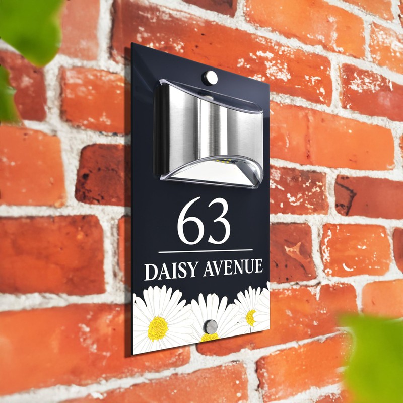 Custom Signs Solar Illuminated Modern Anthracite House Number Sign 24cm