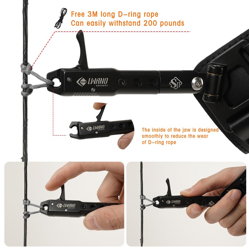 LWANO Archery Compound Bow Release Aids Trigger 360° Adjustable Wristband
