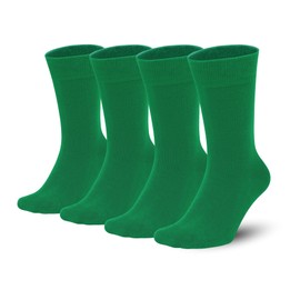 Sakusock Men's Colorful Combed Cotton Crew Socks – Dress Neon Vivid Color Crazy Fashion Socks 4-PACK (7-10, Green)