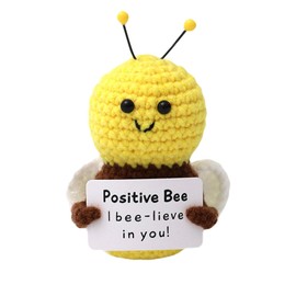 Emotional Support Bee Doll Cute Knitted Wool Doll Novelty Little Bee Crochet Doll Positive Card Crochet Doll for Kids Adults Colleague Teacher Friend Birthday Holiday Encouragement Decorations (B)