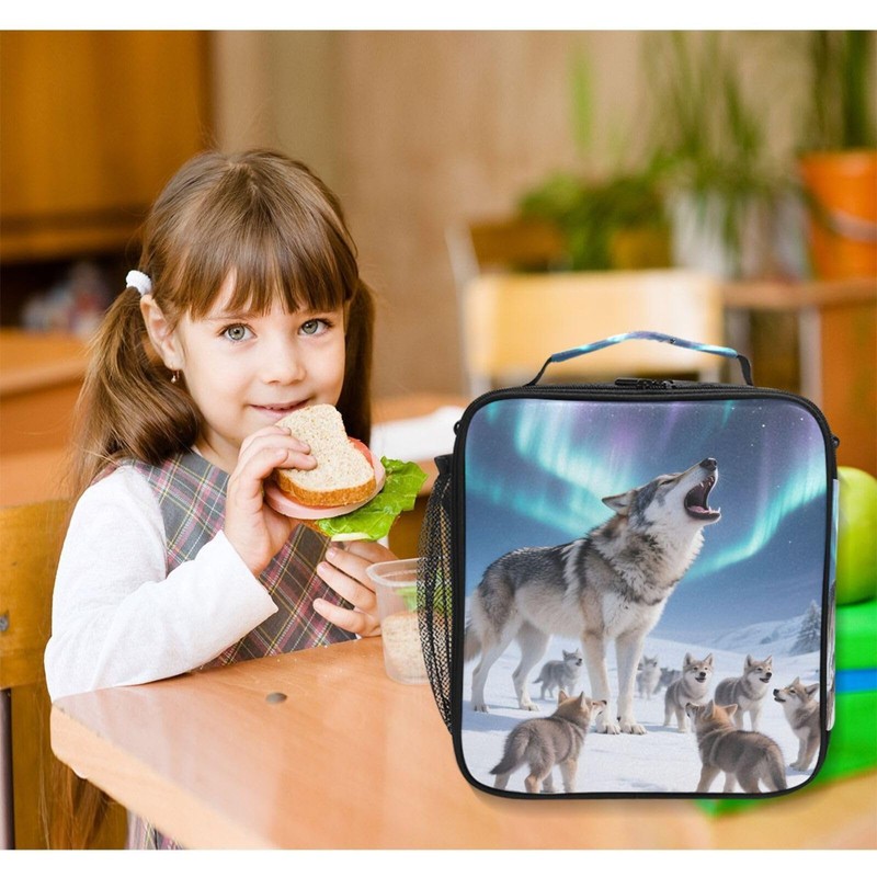 Wolf Aurora Lunch Box Insulated Lunch Bag Prep Kids Cooler