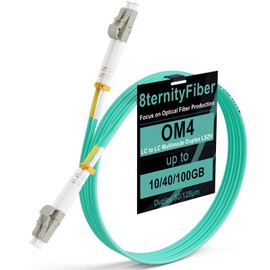 8ternityFiber-OM4 Duplex LC UPC Fiber Patch Cable 10M/33FT, 10GB/40GB/100GB Fiber Optic Internet Cable Multimode Duplex 50/125um, Length Options: 0.2m-100m, 2mm LSZH