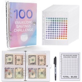 100 Envelopes Money Saving Challenge Binder 2024 New & Shiny 100 Envelope Challenge Binder Easy and Funny Way to Planning and Saving $5050 Budget Planner (Pink)