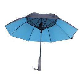 Portable Sun Umbrella with Fan and Mist Spray UPF 50+ UV Protection 8 Ribs Rechargeable Sun and Rain Umbrella for Cooling Summer Beach Sports Blue