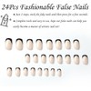 24 Piezas Uñas Postizas Francesa Corto, Rosa y Blanco Puntas
