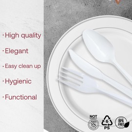 Smarty Had A Party 3000 Piece MW Cutlery Kit Fork, Teaspoon and Knife Set for 1000 Guests Plastic Forks, Knives and Tea Spoons Bulk Disposable Tableware