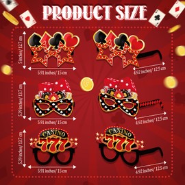 Harrycle 32 Pcs Casino Night Decorations Las Vegas Casino Glasses Paper Eyeglasses Poker Dice Selfie Photo Booth Props Kit Las Vegas Game Night Birthday Party Favors Supplies