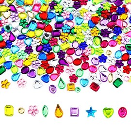 900 PCS Craft Gemstone Acrylic Flatback Rhinestones Jewels, LEEFONE Colorful Acrylic Gems Rhinestones for Crafts, Jewelry Making, Arts and DIY Decoration (9 Shapes, 6-13 mm)