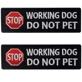 Service Dog Working Do Not Pet Tactical Military Morale Badge Emblem Embroidered Patches Appliques with Fastener Hook and Loop Backing for Vests/Harnesses 3.93 x 1.18 Inch Bubble of 2PCS