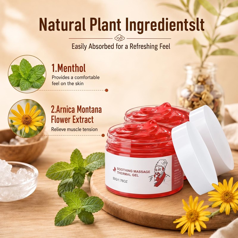 2 Pcs Warming Massage Gel for Body, Natural Herbal Body