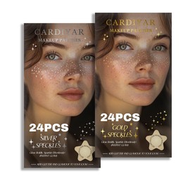 Glitter Freckles, 24PCS Glitter Freckles Face Tattoo, Sparkle Freckles for Women, Waterproof Gold Temporary Face Tattoos Glitter Glow Up Patches Makeup Patches (Gold & Silver)