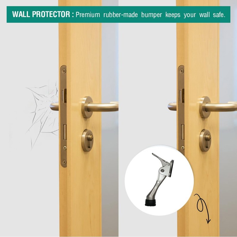 One Touch Kickdown Door Stopper, Door Holder, Heavy Duty Door