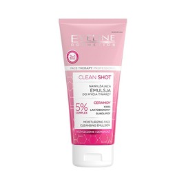 Eveline Cosmetics Face Therapy Professional Clean Shot Moisturising Facial Cleansing Mulsion for Dry & Sensitive Skin with 5% Ceramide Complex