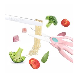 Ceramic Baby Food Scissors with Travel Case, Portable Shears, Dishwasher Safe, Kitchen Scissors, Healthy Food Cutter with Dust Cover, Pink