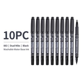 10x Fineliners Dual Nib Markers Drawing Pens Art Pens Water Base Ink Black (Black)